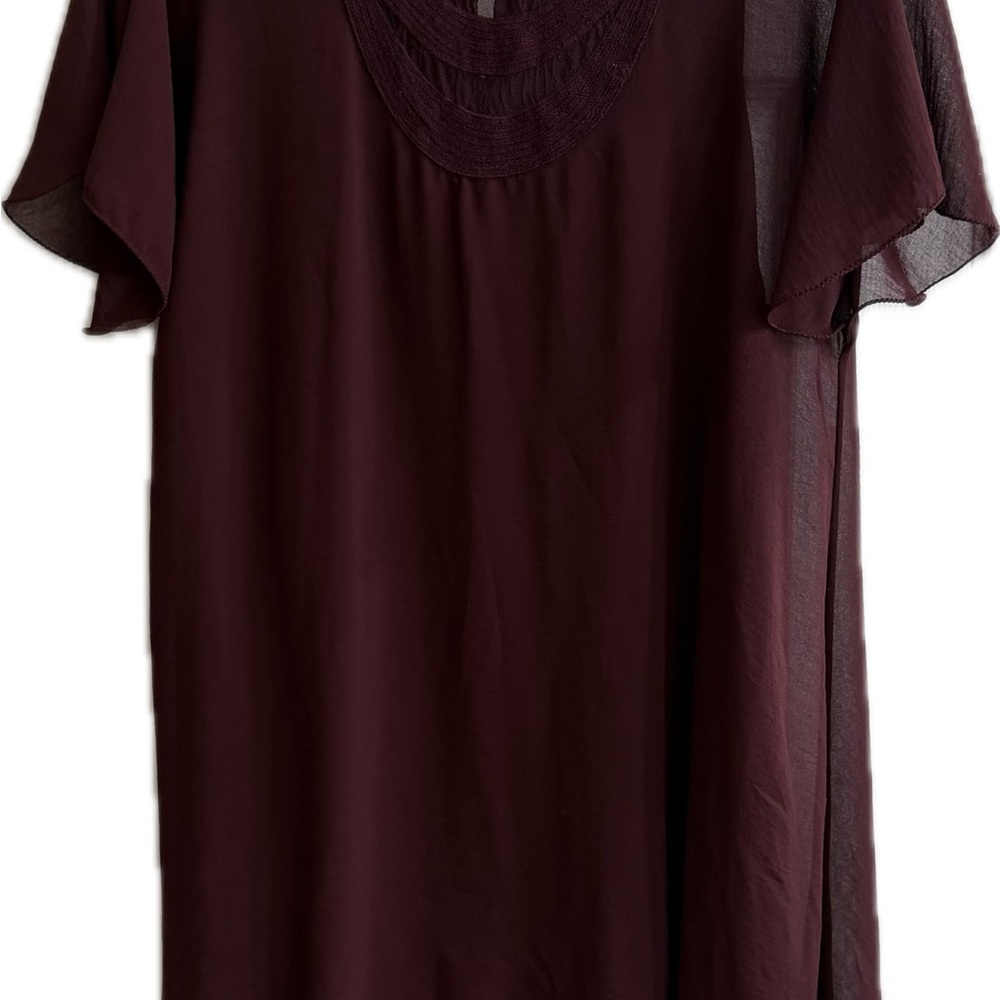 Sophie Max Burgundy Flutter Sleeve Tunic